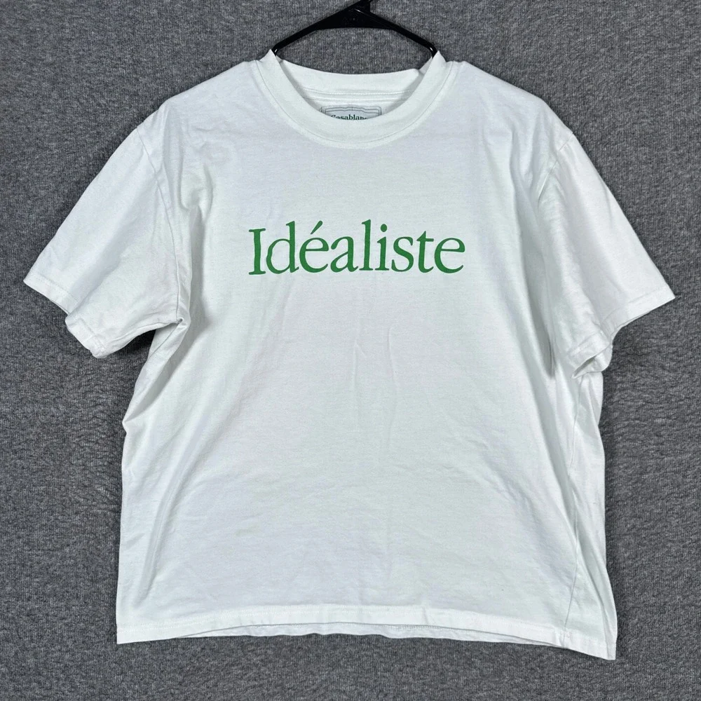 Casablanca Tennis Club T-Shirt Mens Large White Idealiste Graphic Short Sleeve